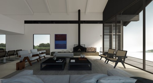 Contemporary riverside architecture double height space appledore