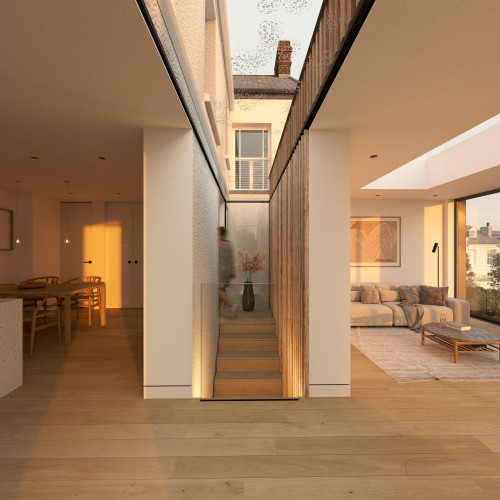 Modern extension to house in conservation area north devon