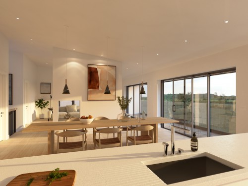 Clean open plan living modern multi generational home