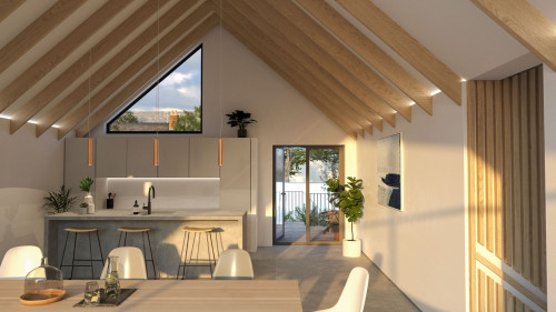 north devon kitchen living vaulted living space