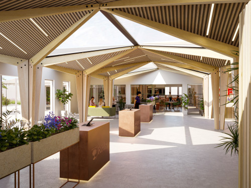 RHS Rosemoor events building internal reception area
