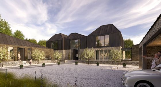 thameside river mansion boat house inspired roof form
